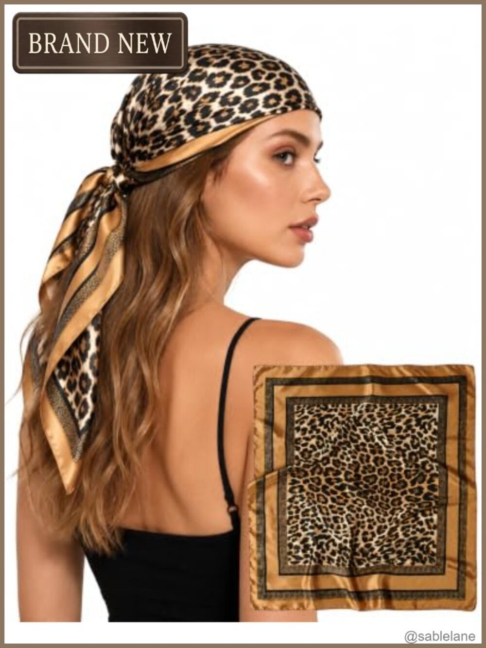 Satin Hair Scarf for Women Silk-Like Square 35.4 Inch Head Wrap